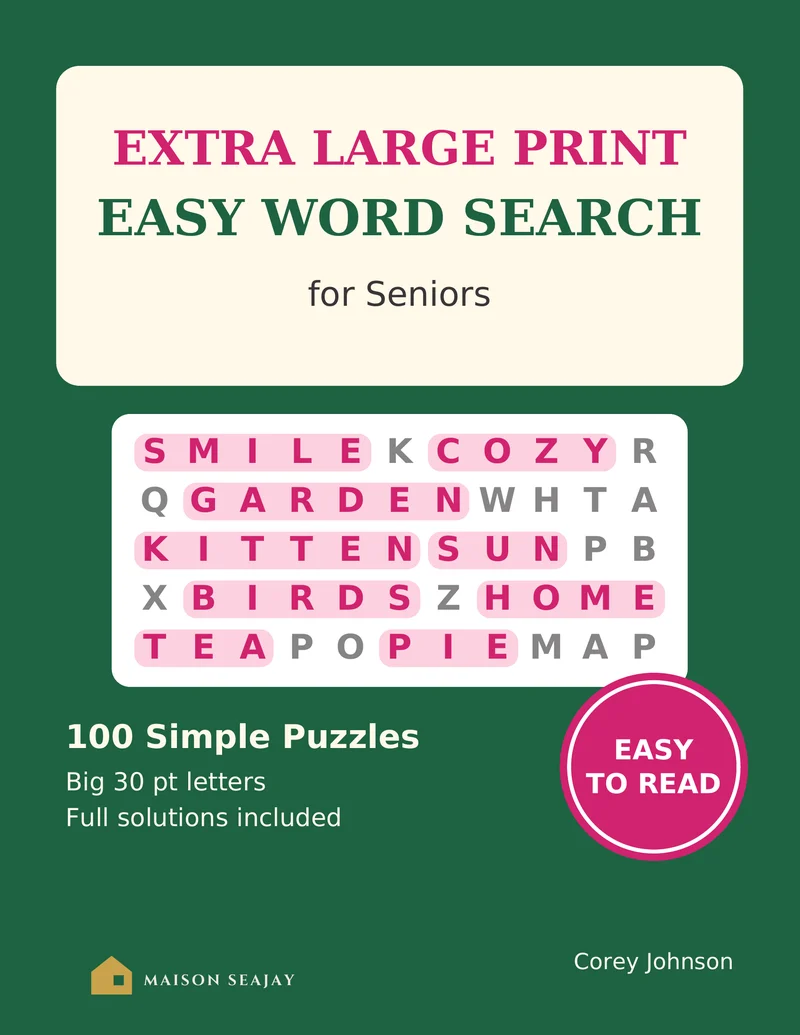 Extra Large Print Easy Word Search for Seniors, cover