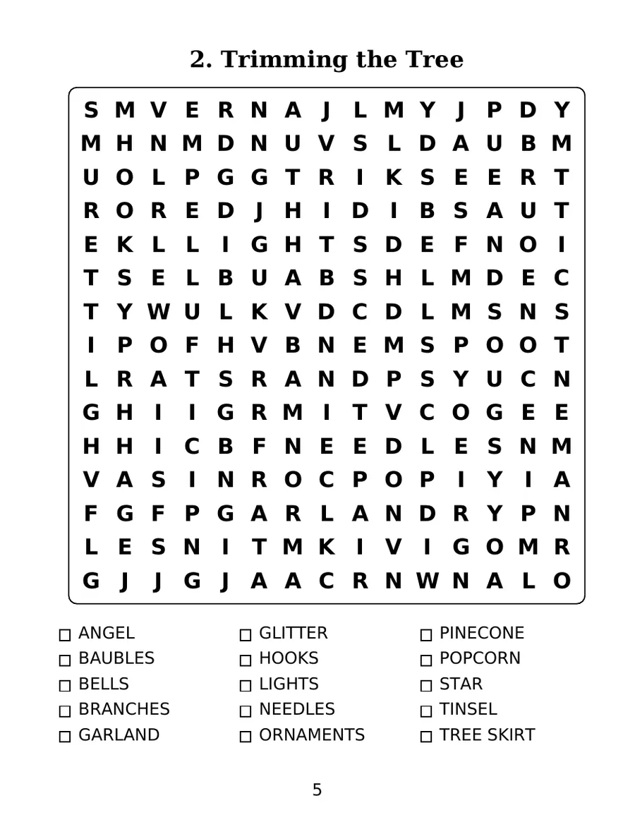 Christmas Word Search for Adults, page 3 of 6