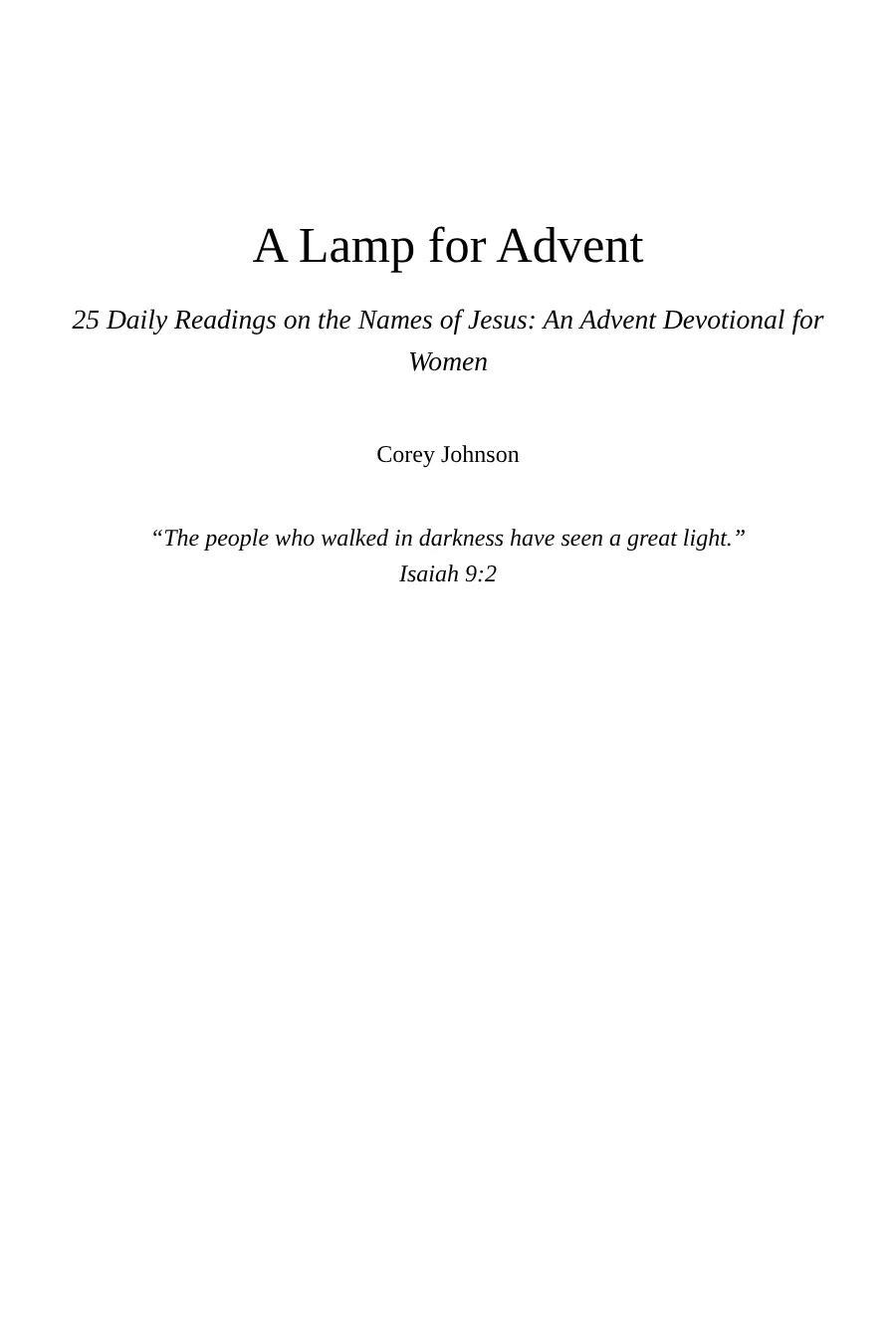 A Lamp for Advent, page 1 of 4