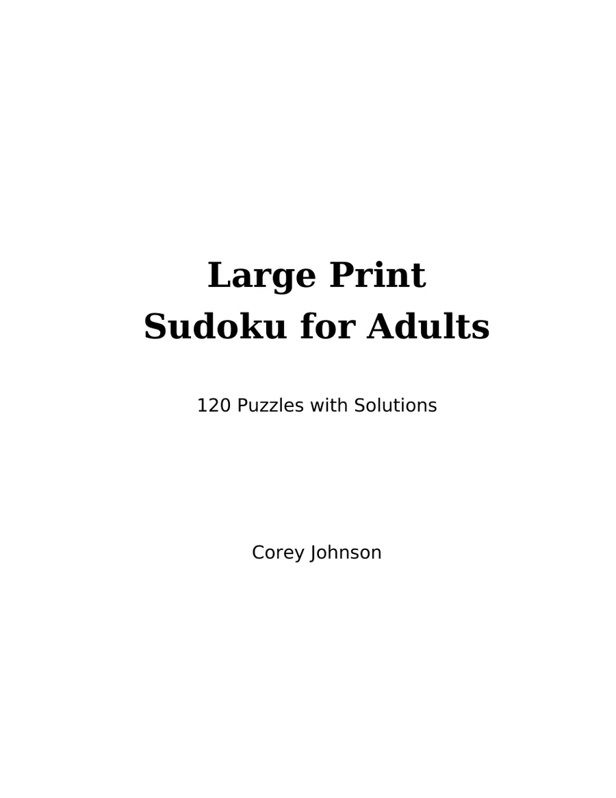 Large Print Sudoku for Adults, page 1 of 6