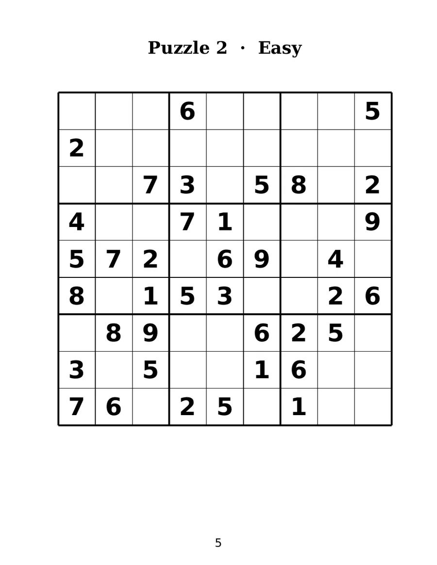 Large Print Sudoku for Adults, page 3 of 6