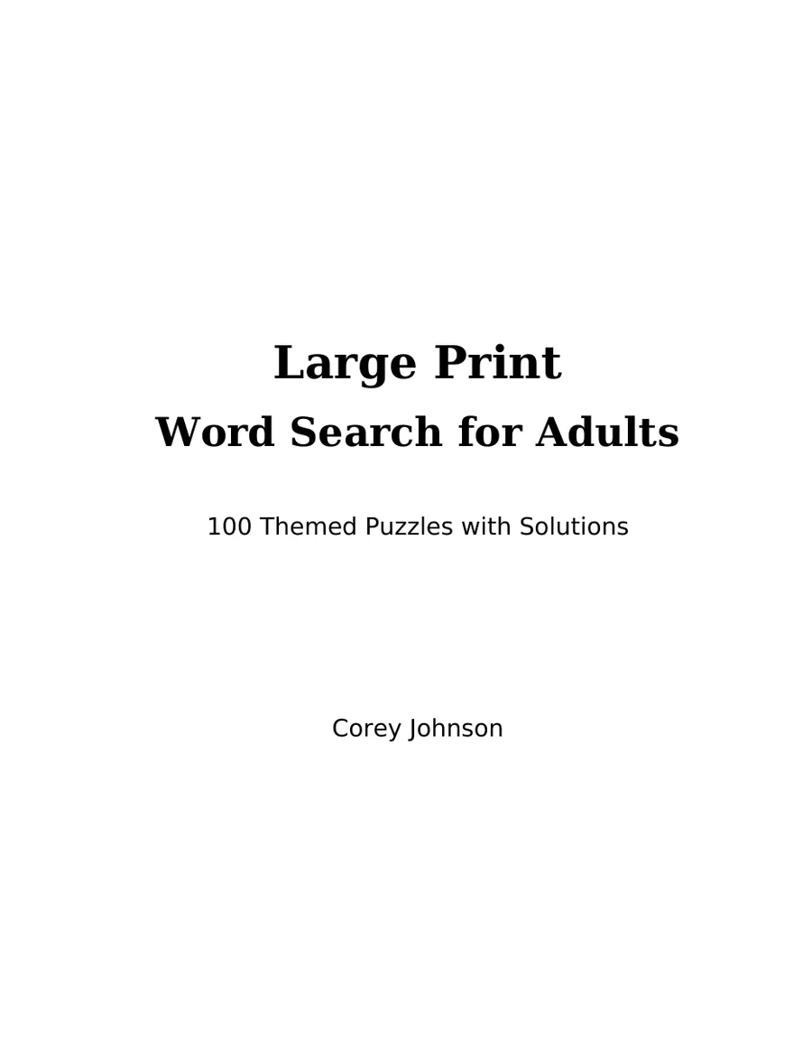 Large Print Word Search for Adults, page 1 of 6