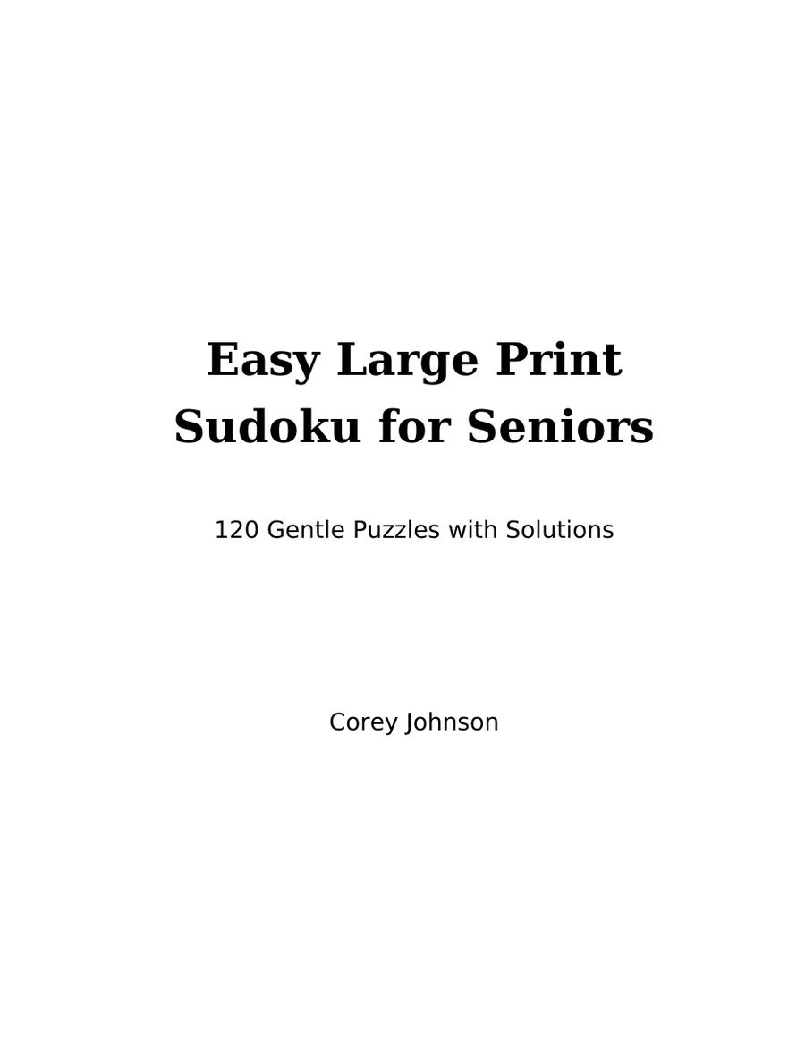 Easy Large Print Sudoku for Seniors, page 1 of 6