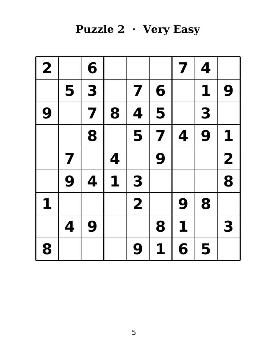 Easy Large Print Sudoku for Seniors, page 3 of 6