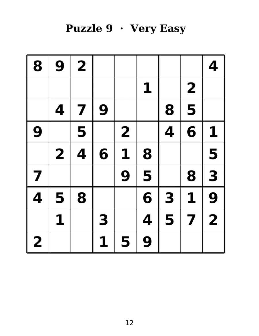 Easy Large Print Sudoku for Seniors, page 4 of 6