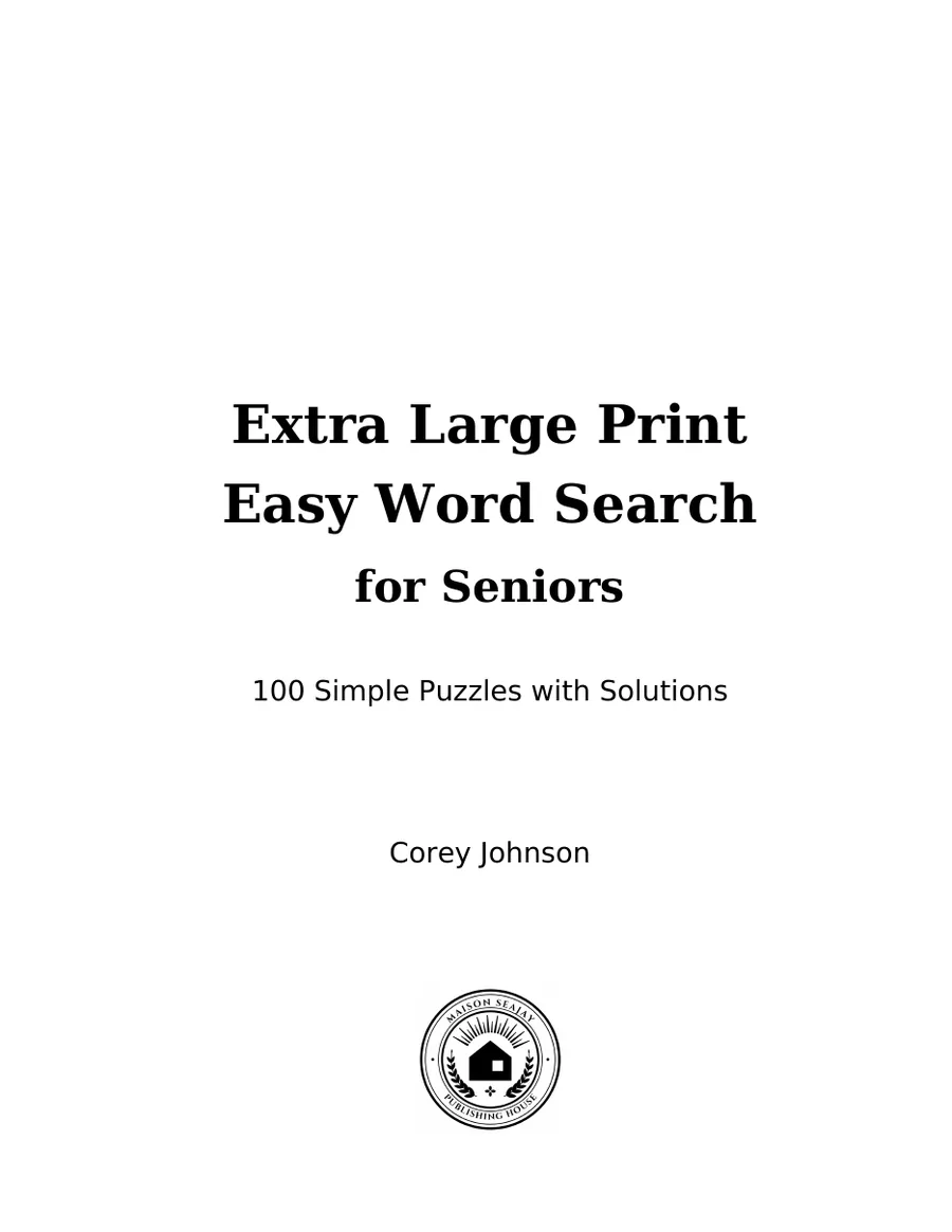 Extra Large Print Easy Word Search for Seniors, page 1 of 6