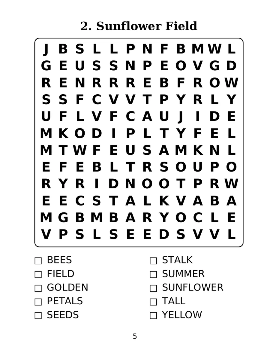 Extra Large Print Easy Word Search for Seniors, page 3 of 6